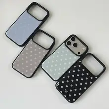 向日葵デザインのポルカドットスマホケース【適用：Apple・iPhone用・耐衝撃・シンプルデザイン】