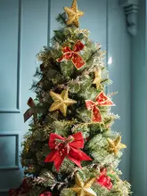 豪華なデザインのクリスマスツリー装飾品【大サイズ・金色・ビンテージグリーン】（セットアップ対応 ）