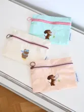 刺繍デザインの旅行用洗面ポーチ【化粧品・文房具収納に最適】