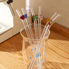高級感あるガラス製ピンク蝶デザイン水杯【弯頭ストロー・家庭用・果汁飲料向け】