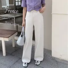 高腰ストレートワイドデニムパンツ【フィット・春用・カジュアル】（セットアップ対応）