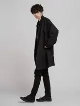 トレンチコート【シングルボタン・メンズ・ロング・カジュアル・秋用・ブラック・グリーン】