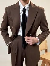 ツーボタンデザインのビジネスカジュアル用スーツジャケット【秋冬用・フラップ付き・ダブルブレスト】（セットアップ対応）