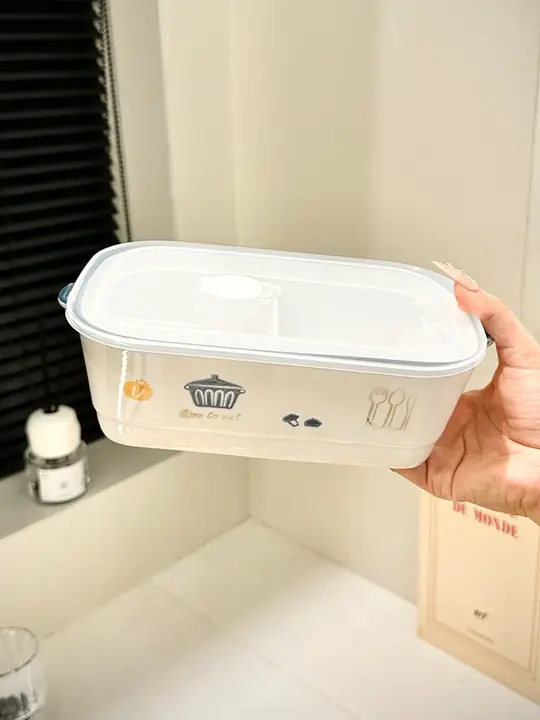 可愛いキャラクター デザイン 陶器製ランチボックス【フタ付き・電子レンジ対応・仕切り付き】