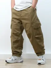 ヴィンテージ風の多ポケットカーゴパンツ【春秋用・ワイドフィット・カジュアル】（セットアップ対応）