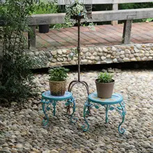 植物用金属花架【モザイク陶器天板・庭やバルコニーに最適】（セットアップ対応）