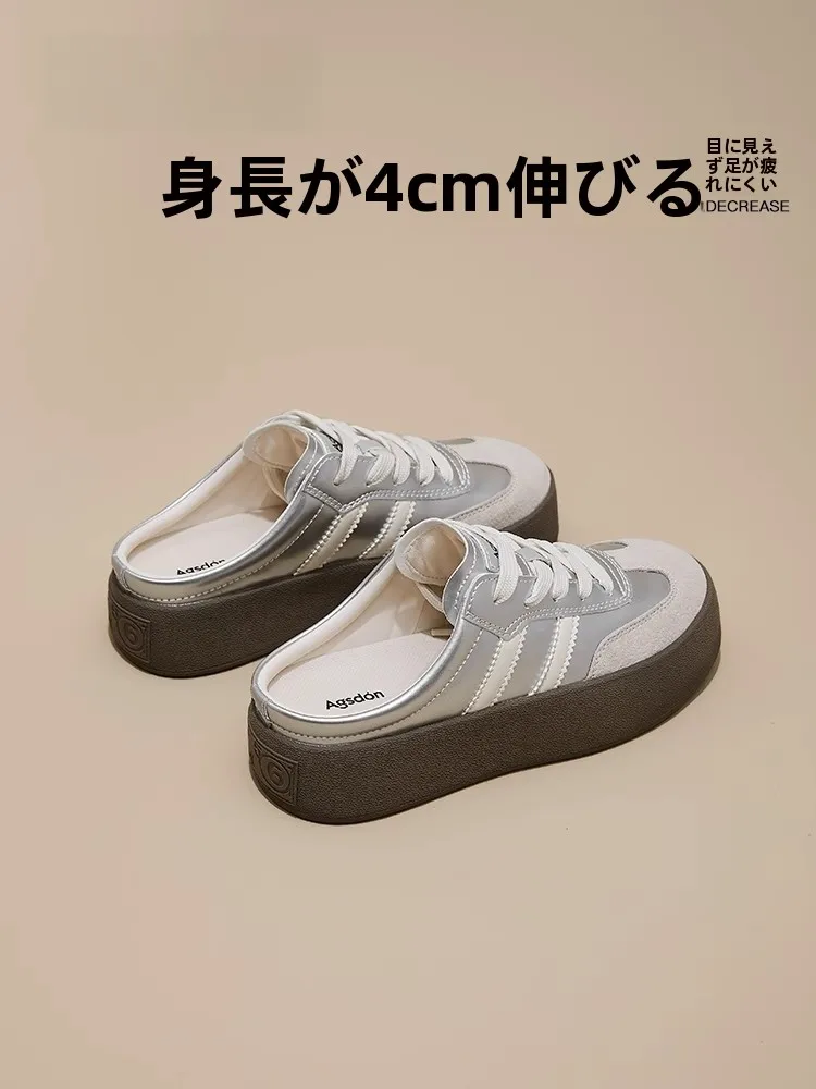 シルバーのデザイン包頭半拖鞋：クッションサンダルが疲れない理由と実際の使い方