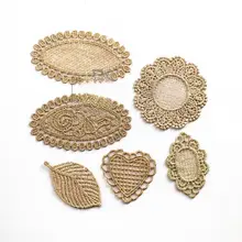 金糸刺繍の水溶性布用アップリケ【ローズゴールド・レース・装飾用】