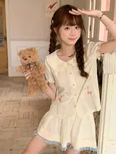 夏の序曲 シャツドレス【短袖・ボタン付き・刺繍デザイン・セットアップ対応】