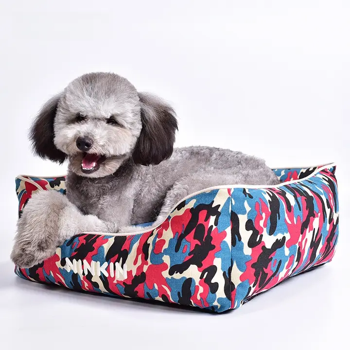 迷彩柄キャンバス製ペットベッド【毛が付きにくい・四季対応・犬用】
