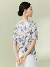 デザイン性のあるタイダイ染めのラウンドネックTシャツ【短袖・不規則デザイン・ひも付き】