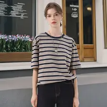 ヴィンテージストライプの半袖Tシャツ【メンズ・ゆったり・カジュアル・クルーネック】