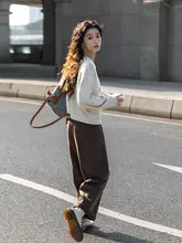 高腰カジュアルパンツ【レディース・コーヒーカラー・コーデュロイ・ワイドレッグ】