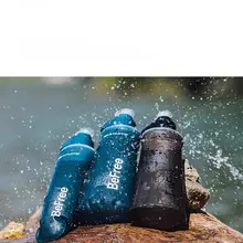 折りたたみ式水筒【ブルー・アウトドア用・携帯型フィルター付き】