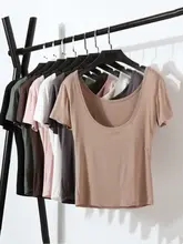 極上の柔らかさの大きなラウンドネック薄手Tシャツ【女性用・ショート丈・美背・黒色・白色】