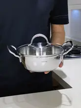 18cm ステンレス ダブルハンド ミルクパン フライ や 煮込み 用 多用途鍋 一人分