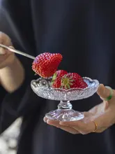 高脚フルーツプレート【高品質ボorosilicateガラス・洗練されたデザイン・家庭用】