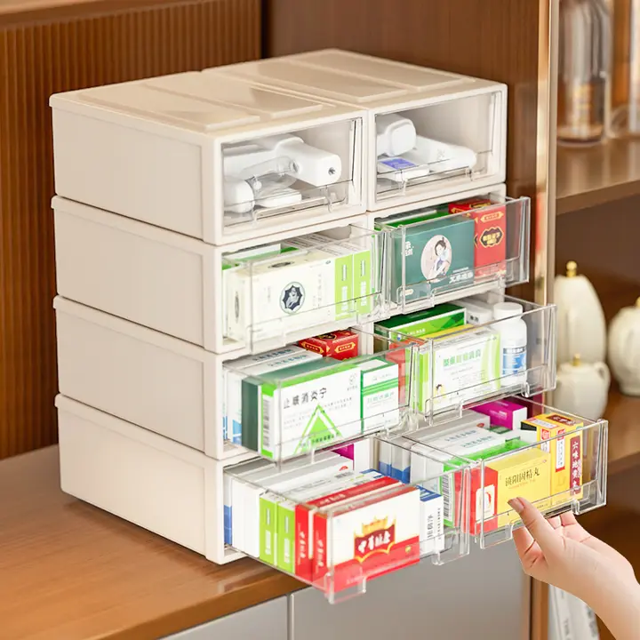 透明薬品整理ボックス【引き出し式・デスク用・家庭用】