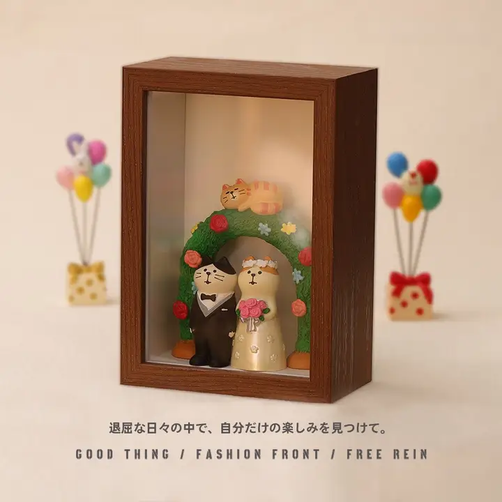 癒し系猫の家族写真フレーム【結婚式用・デスク装飾・プレゼント】