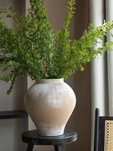 手描きの高級感あふれる粗陶花瓶【新中式・景徳鎮製・茶室用インテリア】