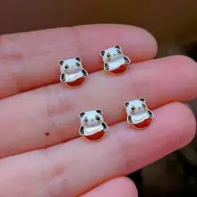 純銀製 パンダボタンヘッド隔珠【DIY手作りブレスレット・ネックレス用アクセサリー】