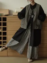 チェック柄スカートパンツ 秋季 レディース ゆったり スリムに見える フリーサイズ カジュアルパンツ
