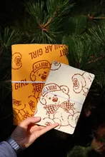 かわいいクマデザインの手作り布製バインダー手帳【A5・A6対応・ギフトに最適】