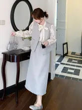 優雅な雰囲気のベストワンピース【レースインナー付き・スカート・春用】（セットアップ対応）