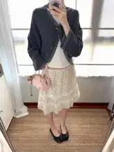 フラワープリントレース付きケーキスカート【春夏用・ハイクオリティ・スタイル】（セットアップ対応）