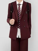 刺繍入り レッドビーンカラーのメンズスーツジャケット【学院風・春秋用】