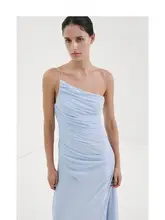アシンメトリーな中長丈のフリルキャミソールドレス【夏用・女性用】