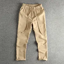 リネン混紡生地のシンプルでレトロなカジュアルパンツ【春秋用・通気性・ゆったりストレー トシルエット】