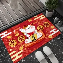 招き猫デザインの珪藻土バスマット【防滑・吸水速乾・浴室用】