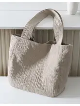 大容量ポリエステル製褶皺トートバッグ【通勤・ショルダー・スタイリッシュ】