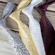 スタイリッシュな男性用花柄ネクタイ【金色・白色・八センチ幅・結婚式用】