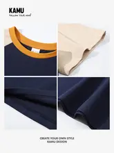 アメリカンスタイルの切替デザイン半袖Tシャツ【学生向け・ビンテージ風・夏用】