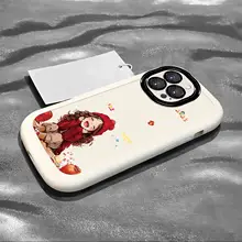 iPhone用ケース【酒紅色・シリコン製・防摔・カートゥーンデザイン・個性的】