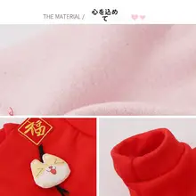 犬用新年衣装【赤・厚手・秋冬用・ビションフリーゼ・ポメラニアン用】
