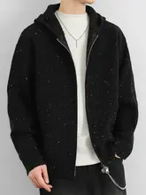 星柄ニットカーディガン【メンズ・春秋用・フード付き・ゆったりサイズ】