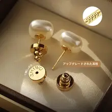 999銀製 小さな四角形のパールピアス【高級感・気品あるデザイン】