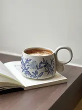 美しい青花瓷デザインの陶器マグカップ【オフィスやカフェ用・カップル用】
