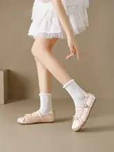 バレエスタイルのマリージェーンシューズ【春夏用・ピンク・フラットデザイン】
