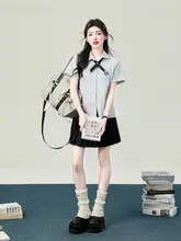 オリジナルJK制服 女子用高校生シャツ【学院風・短袖】（セットアップ対応）