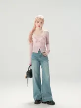 夏にぴったりなルーズフィットワイドレッグデニムパンツ【勿忘蓝・軽量薄手】