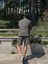 ブラックスーツ【夏用・薄手・イギリス風・ワイドフィット・ショートパンツ】（セットアップ対応）