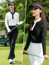 pgm ゴルフアパレル レディース 長袖ポロシャツ【夏用・レディースパンツ付き・オシ ャレ】（セットアップ対応）