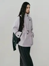 した雰囲気の長丈コットン風雨コート【ワイドスリーブ・ウエストリボン・秋用】