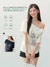 Tシャツ レディース 半袖 ワンショルダー 韓流 デザイン性 夏「ELEVEN SLEEP」