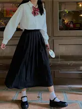 高校生向け 白シャツとロングスカートのセット【学院風・演出・卒業式・運動会用】