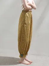 100%コットンプリントのパンツ【レースフラワー・ウエストゴム・カジュアル仕様】（セットアップ対応）